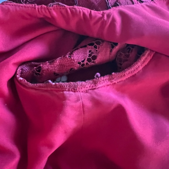 Lela Rose Red Floral Lace Long Sleeve Dress - Picture 8 of 10